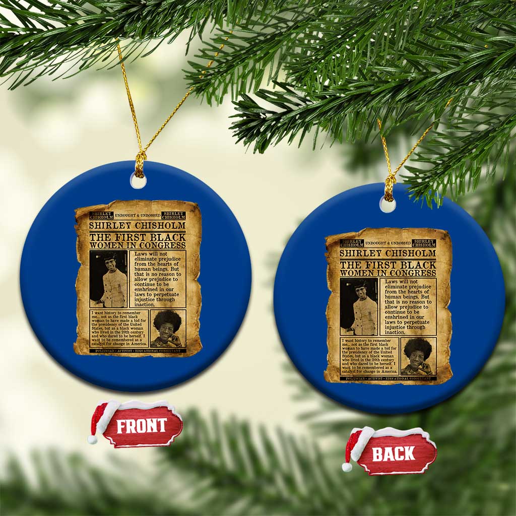 Vintage Newspaper Shirley Chisholm Ceramic Ornament First Black Woman In Congress