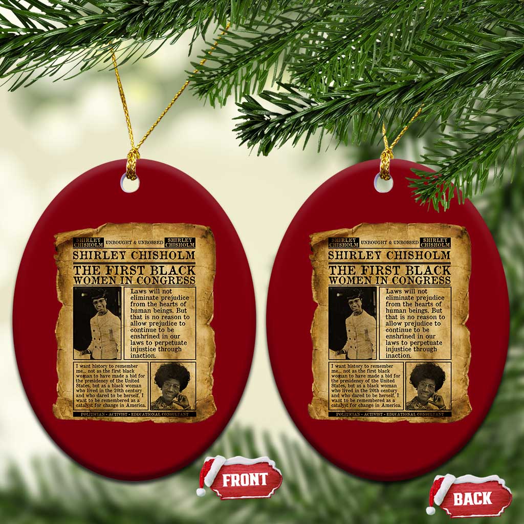 Vintage Newspaper Shirley Chisholm Ceramic Ornament First Black Woman In Congress