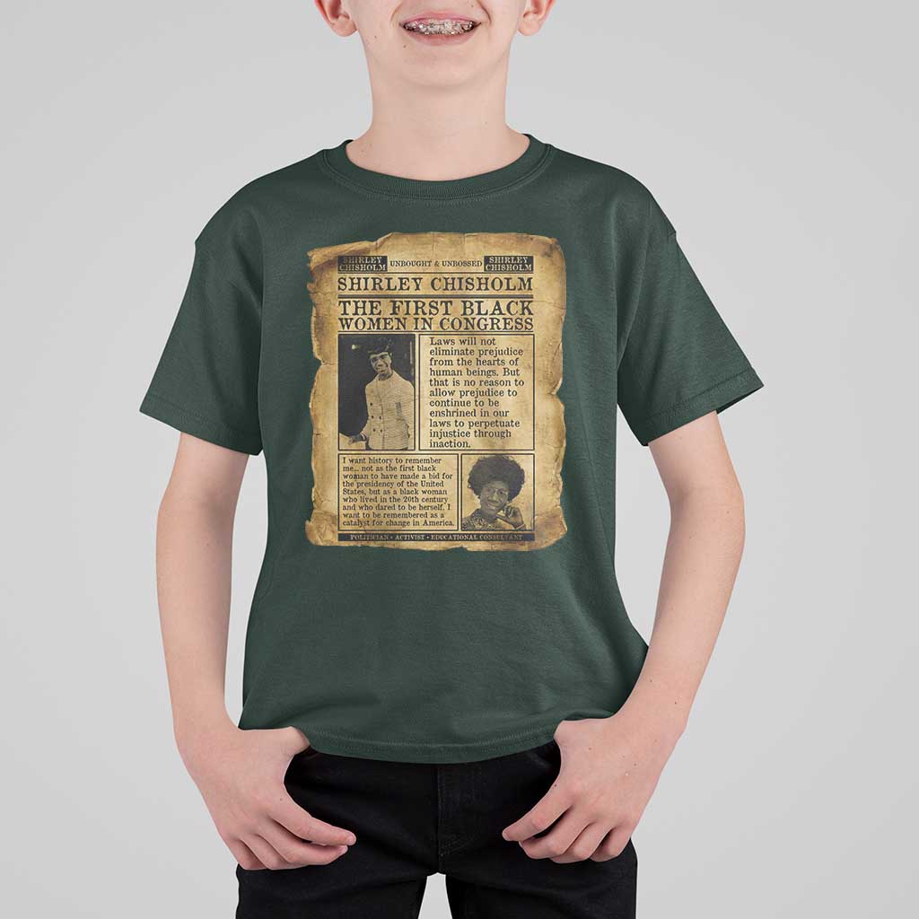Vintage Newspaper Shirley Chisholm T Shirt For Kid First Black Woman In Congress