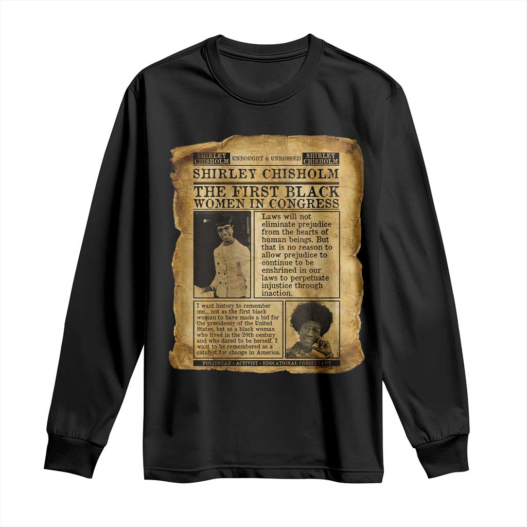 Vintage Newspaper Shirley Chisholm Long Sleeve Shirt First Black Woman In Congress