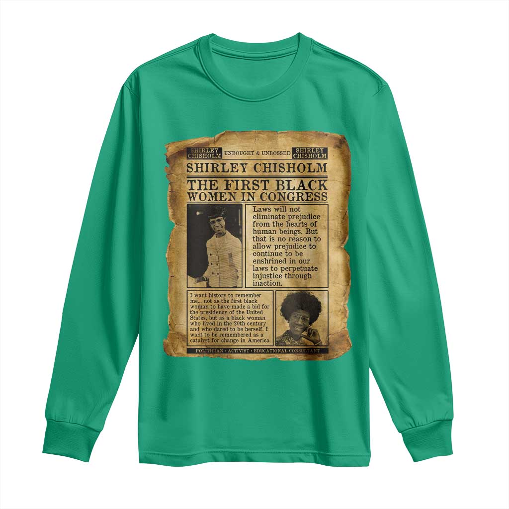 Vintage Newspaper Shirley Chisholm Long Sleeve Shirt First Black Woman In Congress