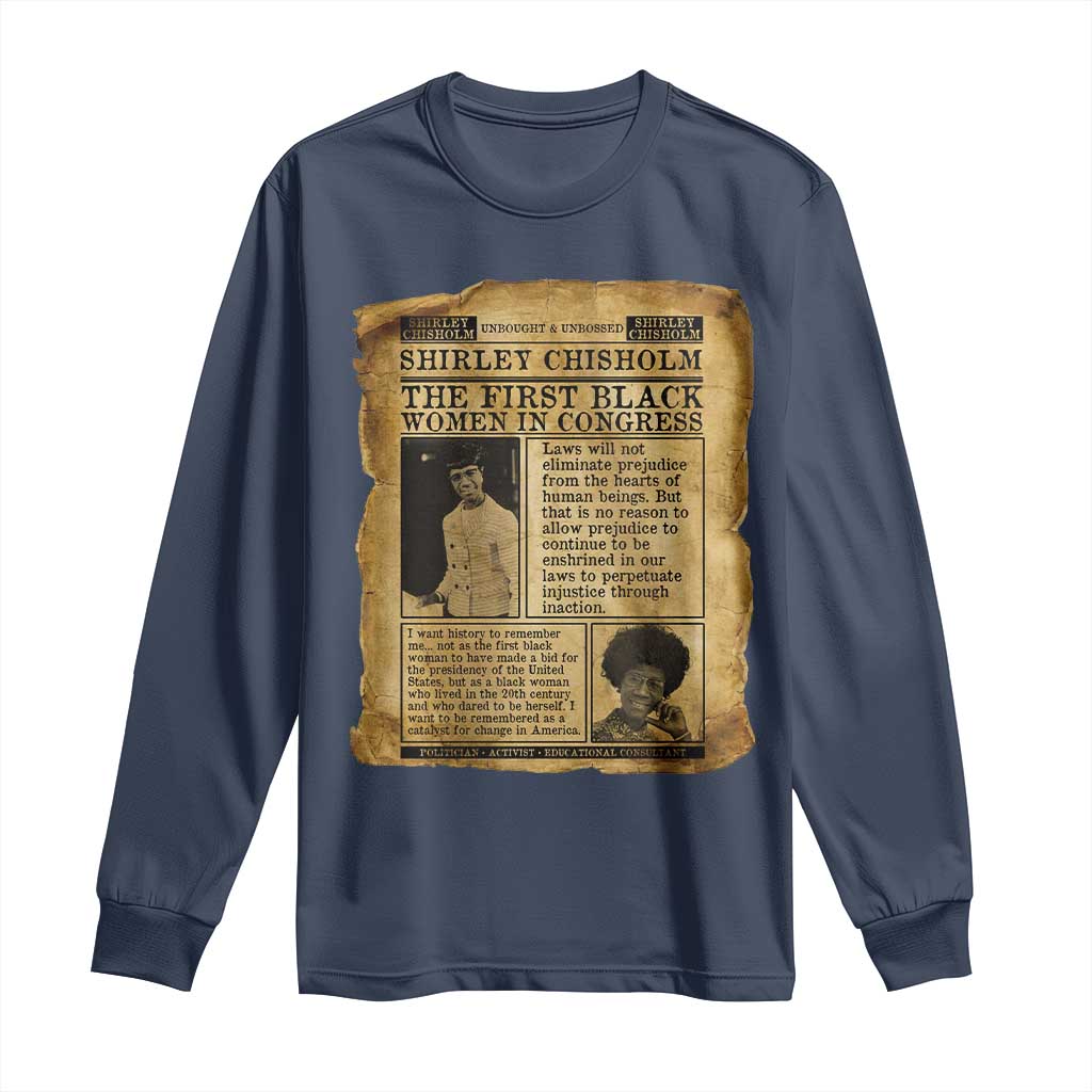 Vintage Newspaper Shirley Chisholm Long Sleeve Shirt First Black Woman In Congress