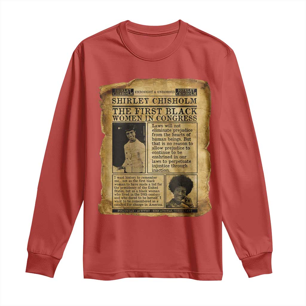 Vintage Newspaper Shirley Chisholm Long Sleeve Shirt First Black Woman In Congress