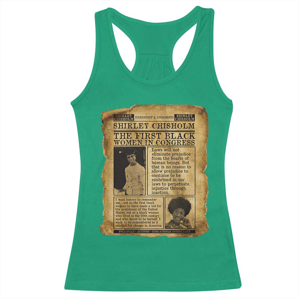 Vintage Newspaper Shirley Chisholm Racerback Tank Top First Black Woman In Congress