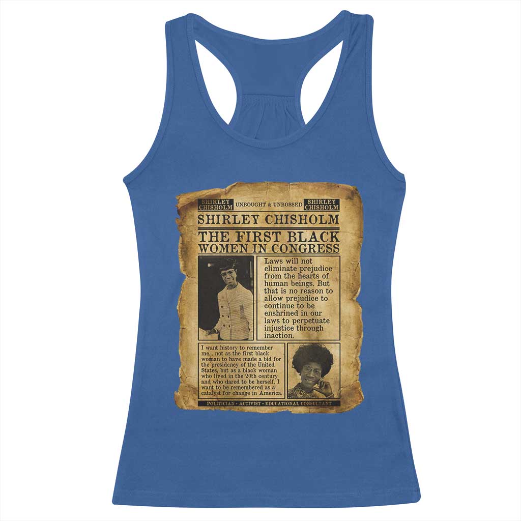 Vintage Newspaper Shirley Chisholm Racerback Tank Top First Black Woman In Congress