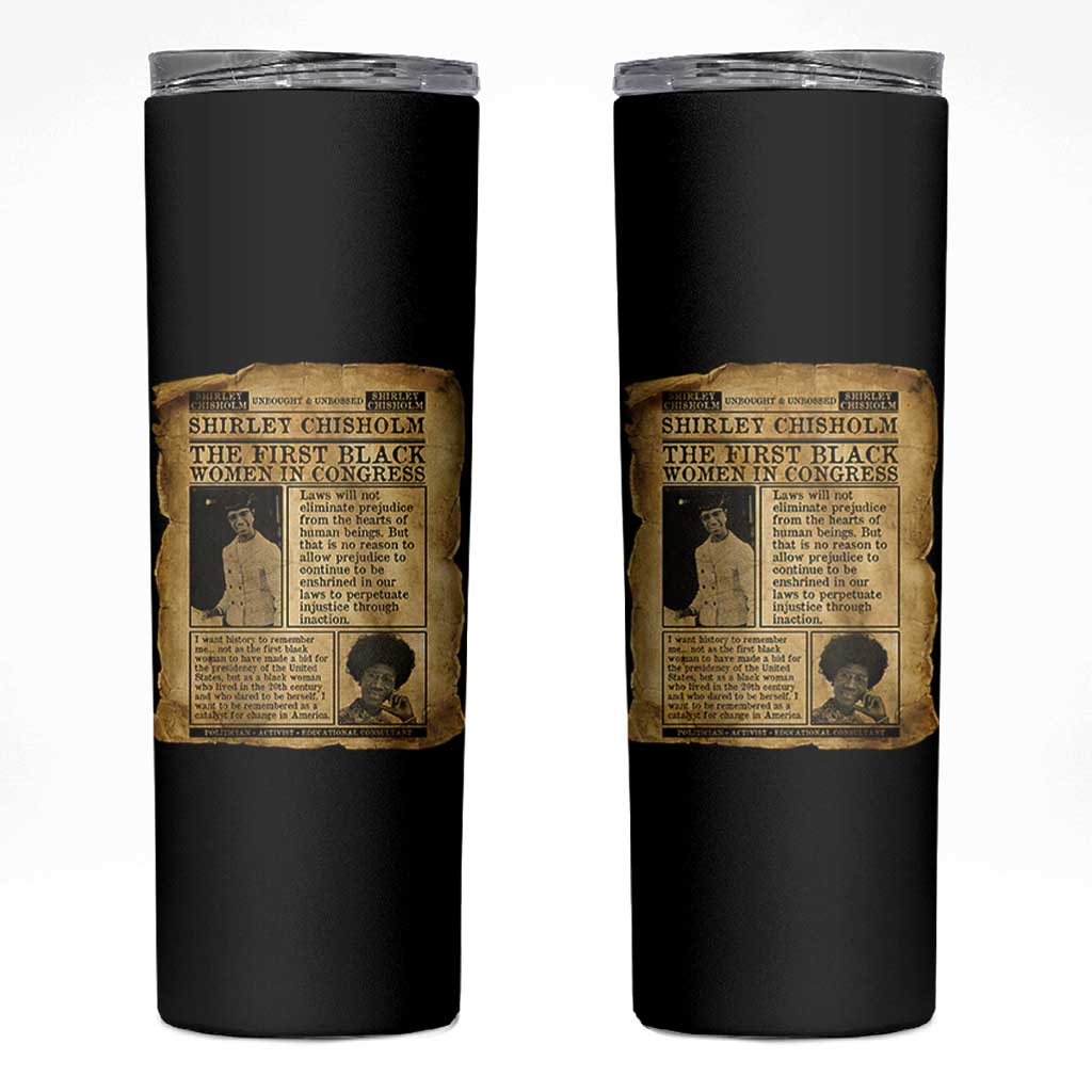 Vintage Newspaper Shirley Chisholm Skinny Tumbler First Black Woman In Congress