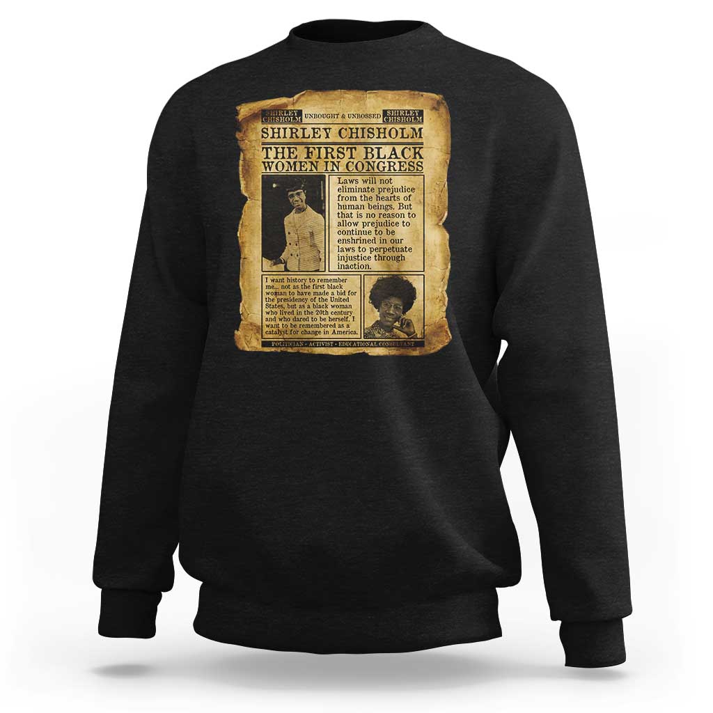 Vintage Newspaper Shirley Chisholm Sweatshirt First Black Woman In Congress
