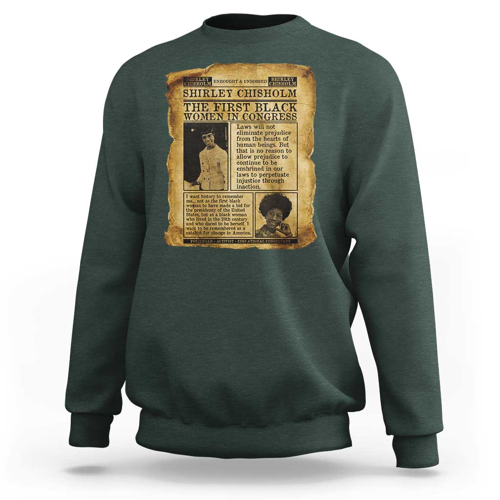 Vintage Newspaper Shirley Chisholm Sweatshirt First Black Woman In Congress