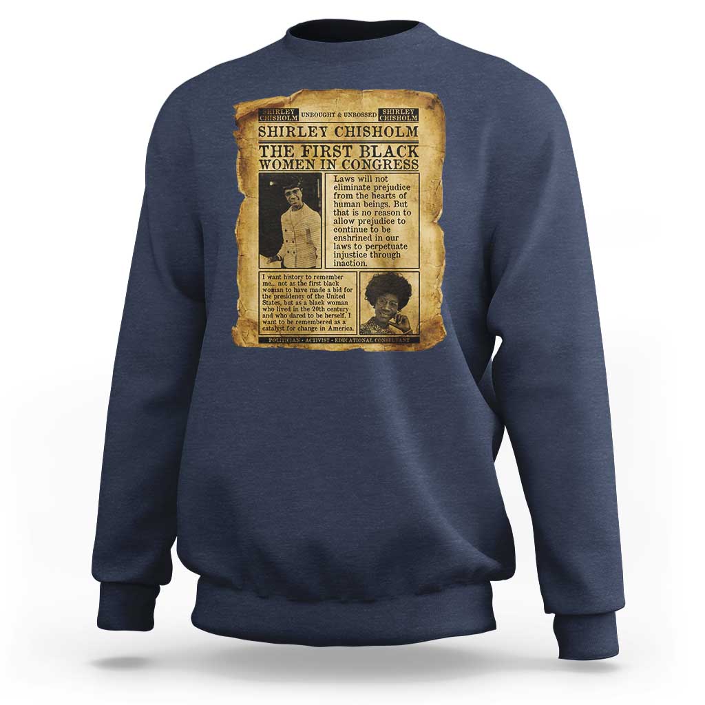 Vintage Newspaper Shirley Chisholm Sweatshirt First Black Woman In Congress