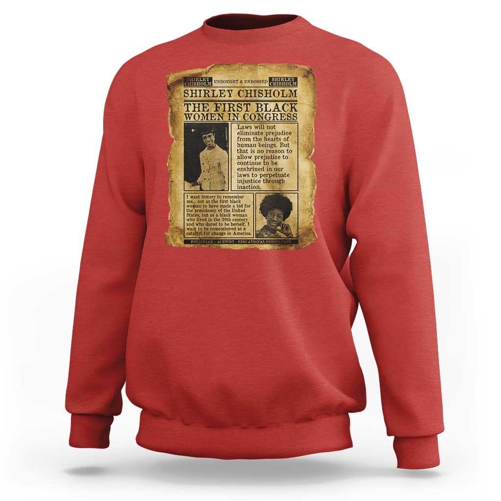Vintage Newspaper Shirley Chisholm Sweatshirt First Black Woman In Congress