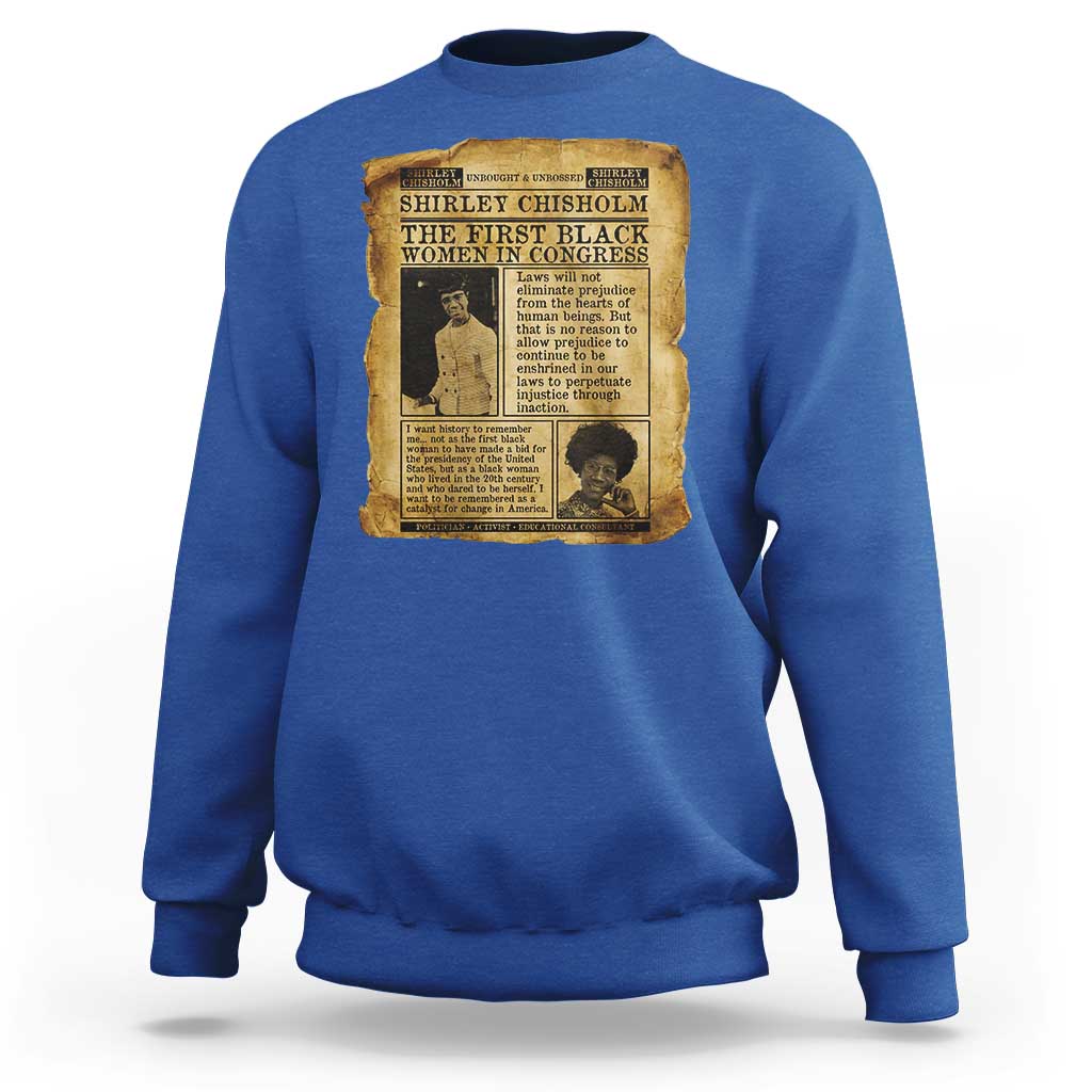 Vintage Newspaper Shirley Chisholm Sweatshirt First Black Woman In Congress