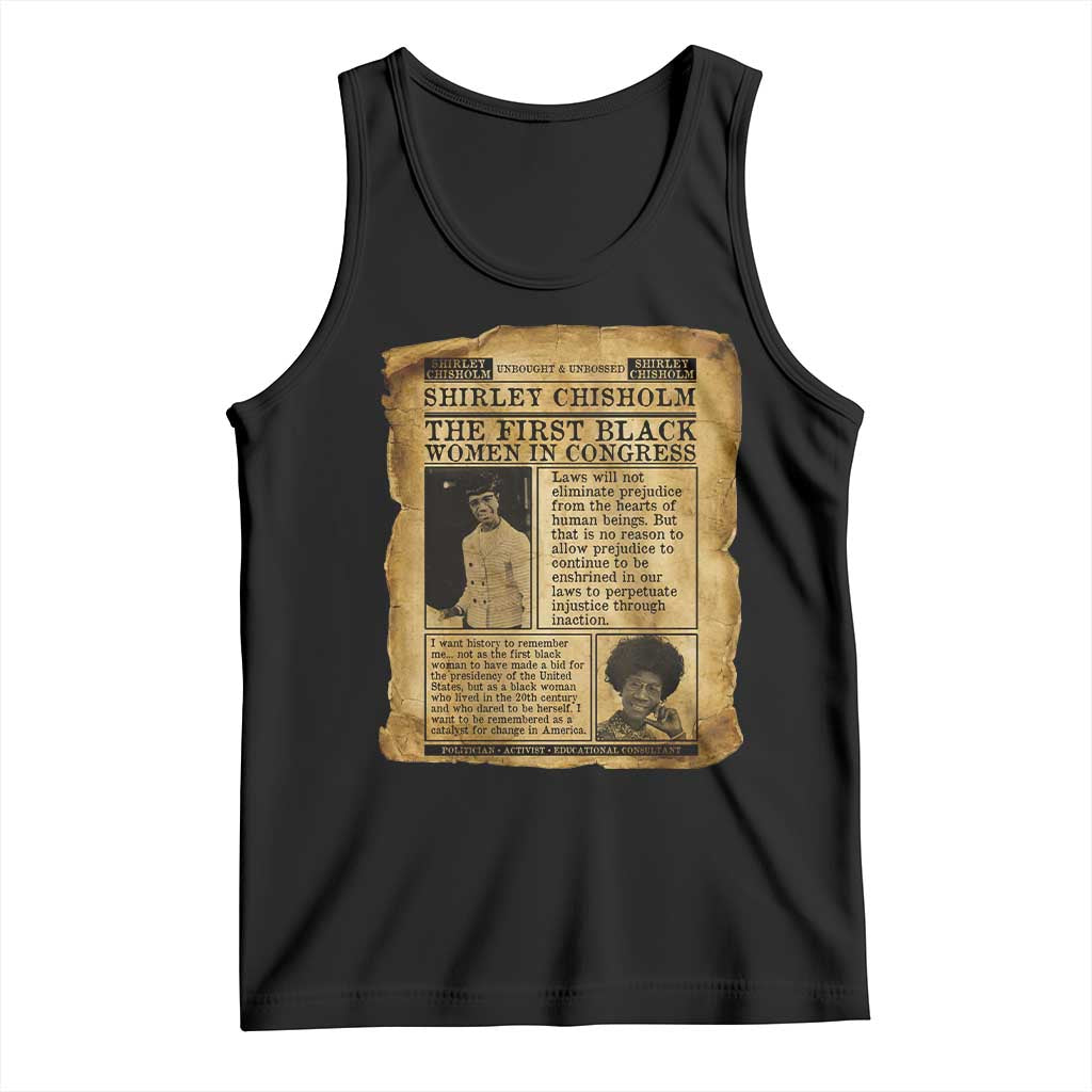 Vintage Newspaper Shirley Chisholm Tank Top First Black Woman In Congress