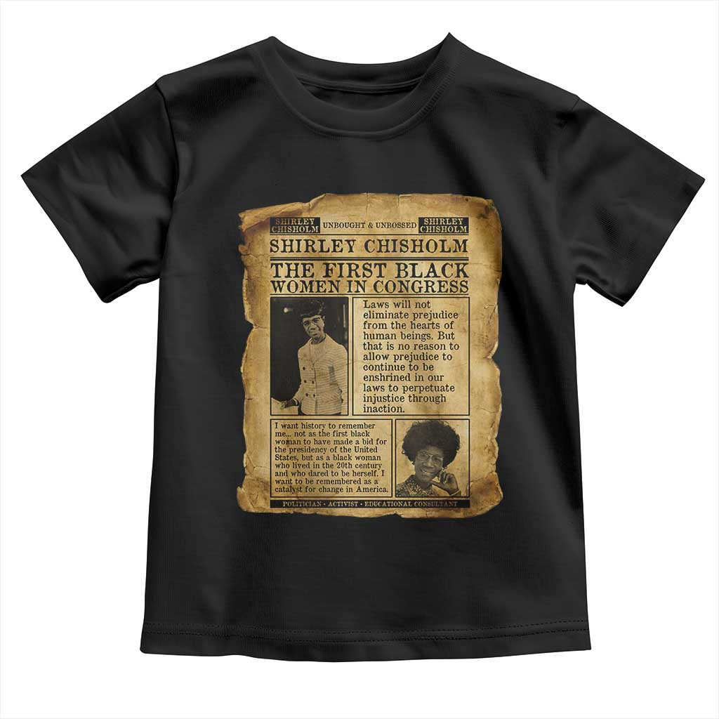 Vintage Newspaper Shirley Chisholm Toddler T Shirt First Black Woman In Congress