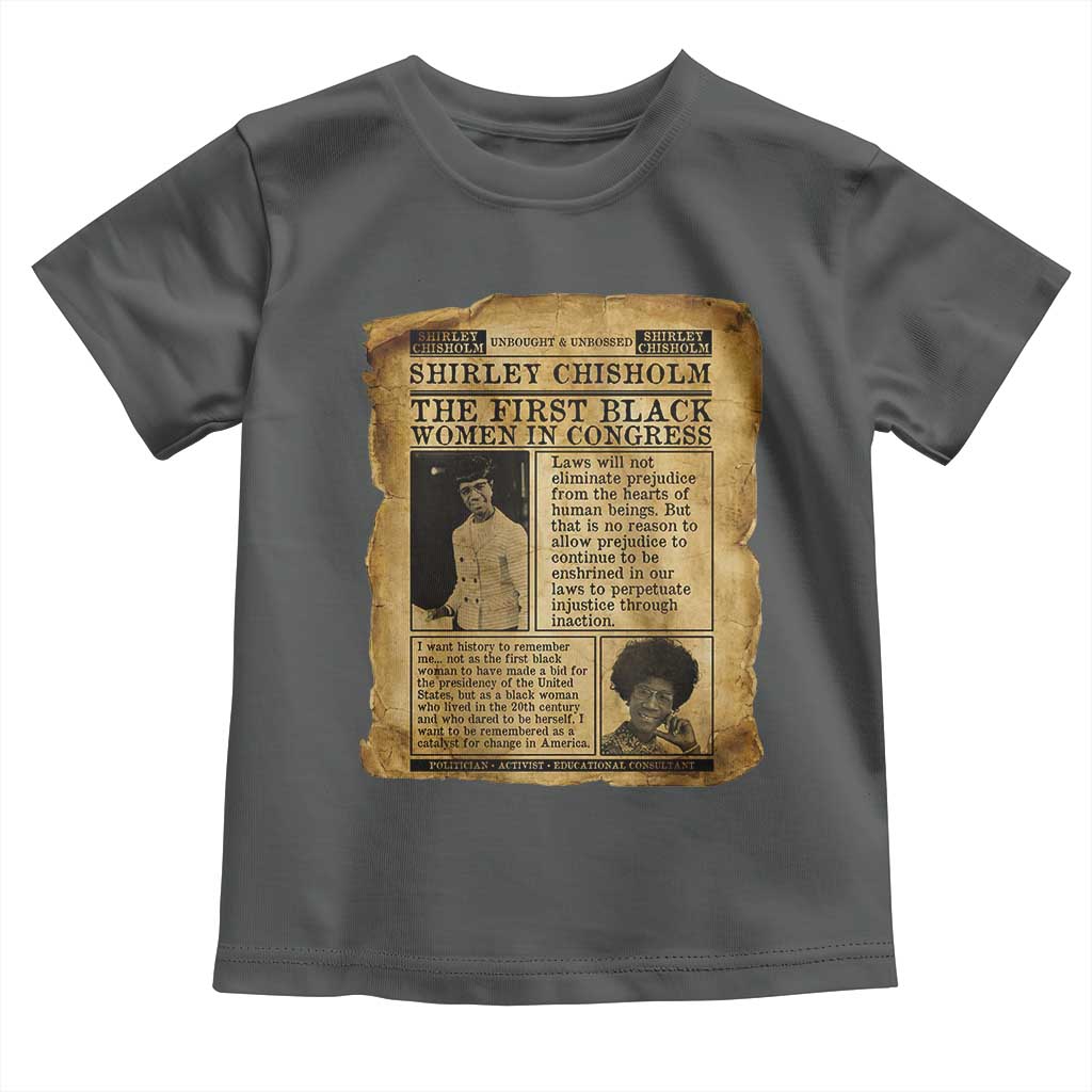 Vintage Newspaper Shirley Chisholm Toddler T Shirt First Black Woman In Congress