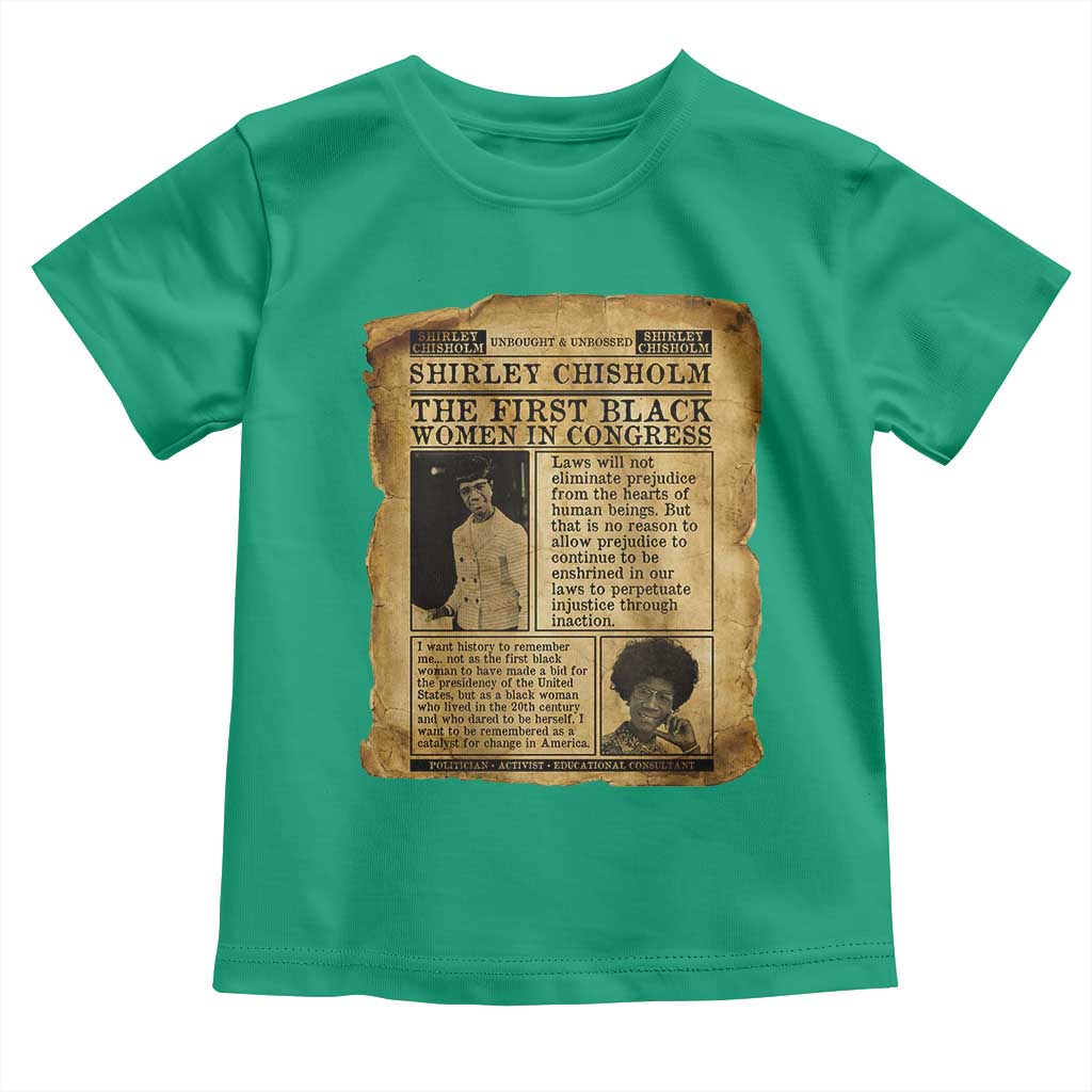 Vintage Newspaper Shirley Chisholm Toddler T Shirt First Black Woman In Congress