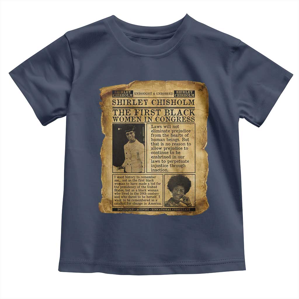 Vintage Newspaper Shirley Chisholm Toddler T Shirt First Black Woman In Congress