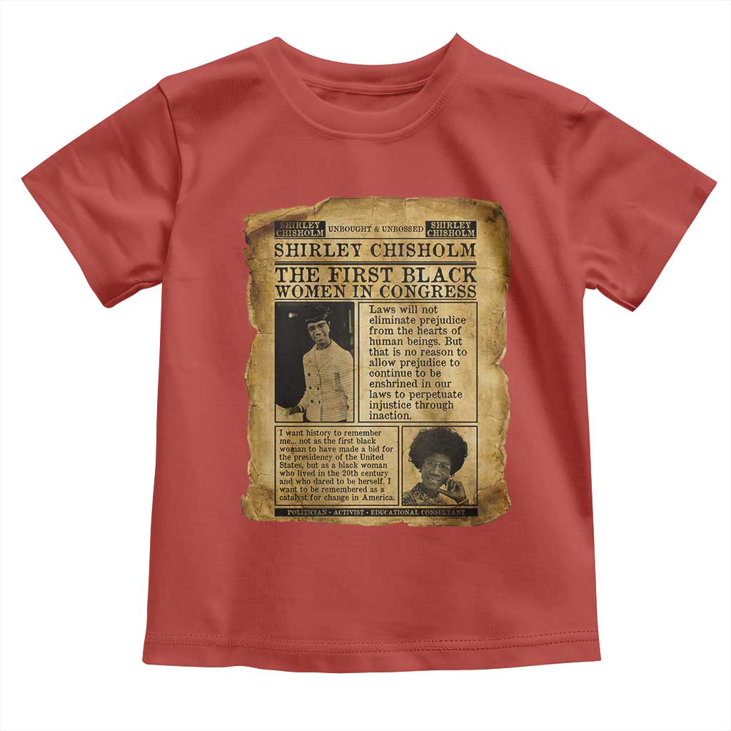 Vintage Newspaper Shirley Chisholm Toddler T Shirt First Black Woman In Congress