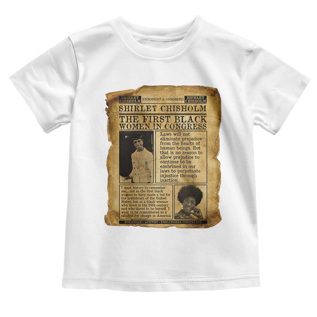 Vintage Newspaper Shirley Chisholm Toddler T Shirt First Black Woman In Congress