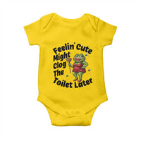 Funny Frog Bathroom Jokes Baby Onesie Feeling Cute Might Clog The Toilet Later