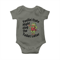 Funny Frog Bathroom Jokes Baby Onesie Feeling Cute Might Clog The Toilet Later
