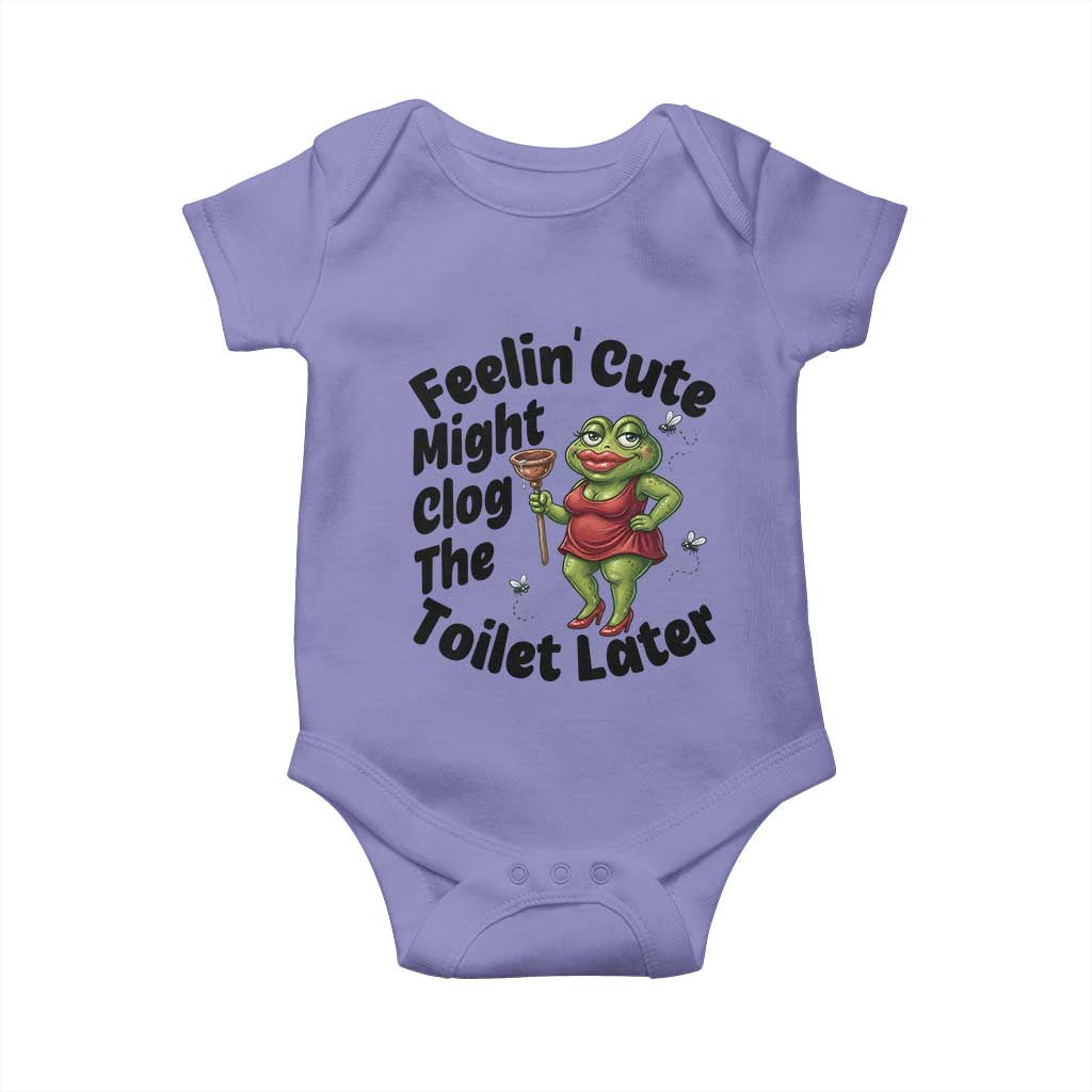 Funny Frog Bathroom Jokes Baby Onesie Feeling Cute Might Clog The Toilet Later