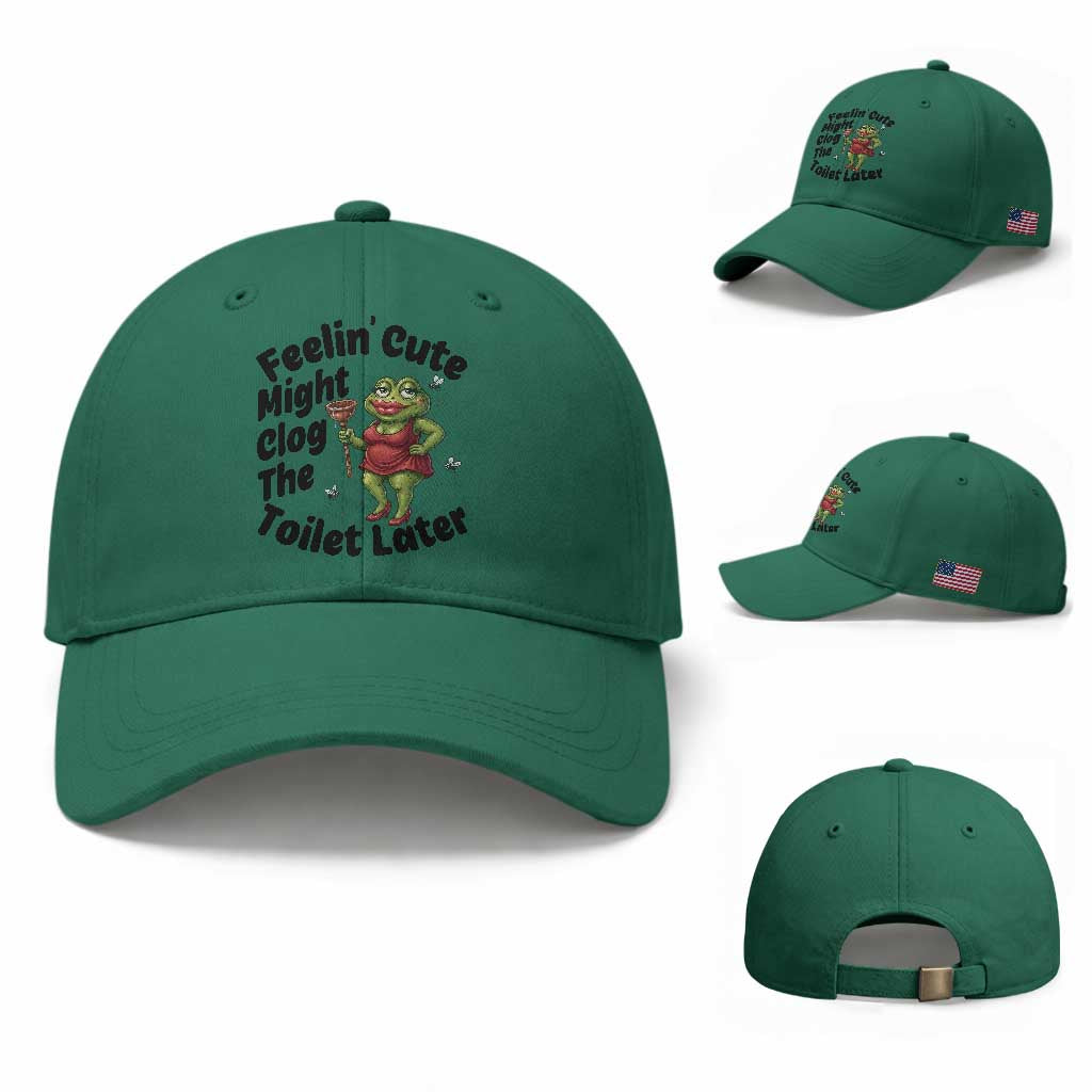 Funny Frog Bathroom Jokes Baseball Cap Feeling Cute Might Clog The Toilet Later