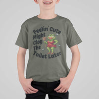 Funny Frog Bathroom Jokes T Shirt For Kid Feeling Cute Might Clog The Toilet Later