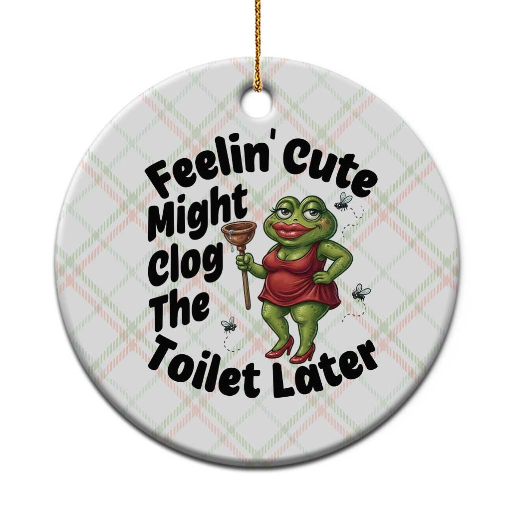 Funny Frog Bathroom Jokes Ceramic Ornament Feeling Cute Might Clog The Toilet Later