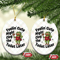 Funny Frog Bathroom Jokes Ceramic Ornament Feeling Cute Might Clog The Toilet Later