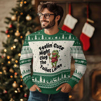 Funny Frog Bathroom Jokes Ugly Christmas Sweater Feeling Cute Might Clog The Toilet Later