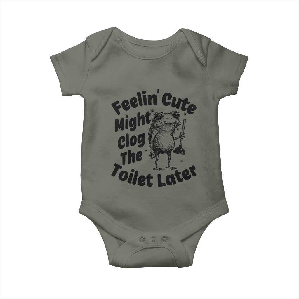 Funny Plumber Frog Gift Baby Onesie Feeling Cute Might Clog The Toilet Later