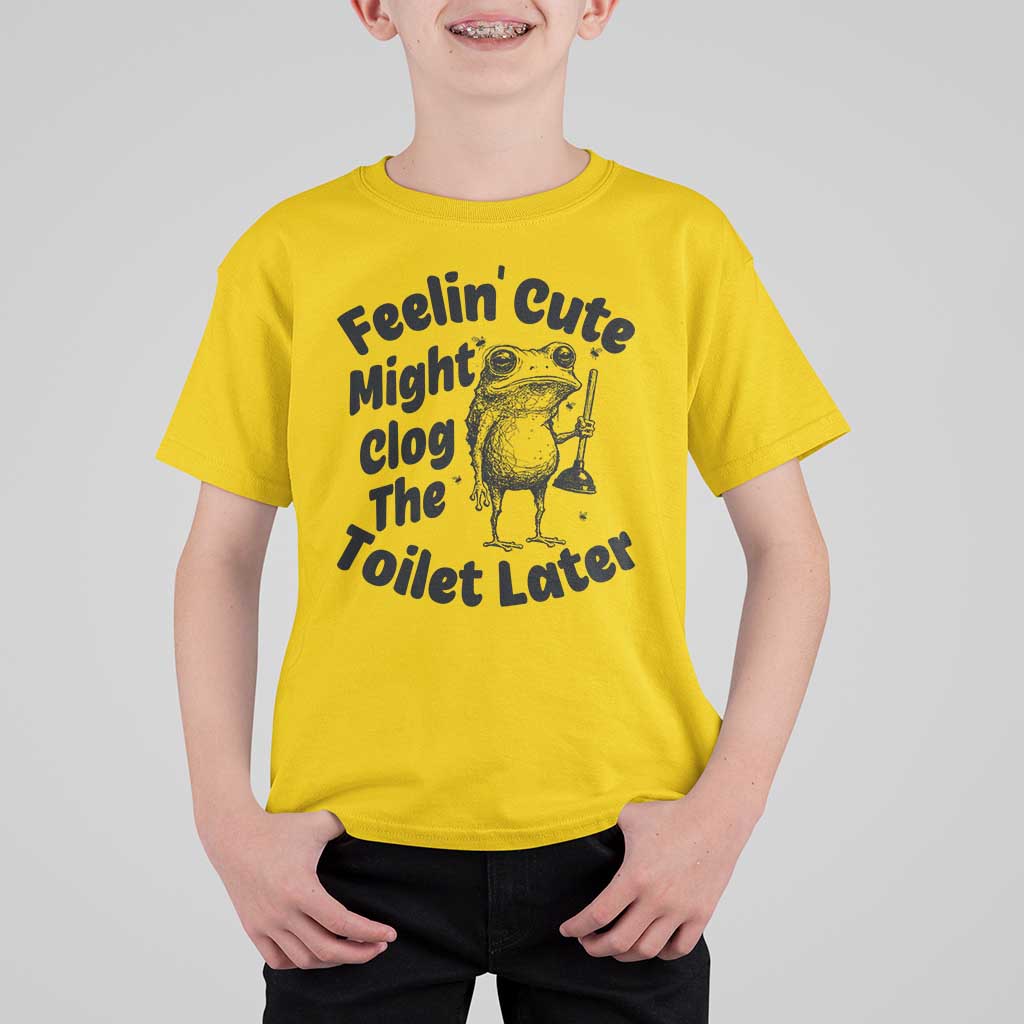 Funny Plumber Frog Gift T Shirt For Kid Feeling Cute Might Clog The Toilet Later