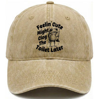 Funny Plumber Frog Gift Washed Cotton Baseball Cap Feeling Cute Might Clog The Toilet Later