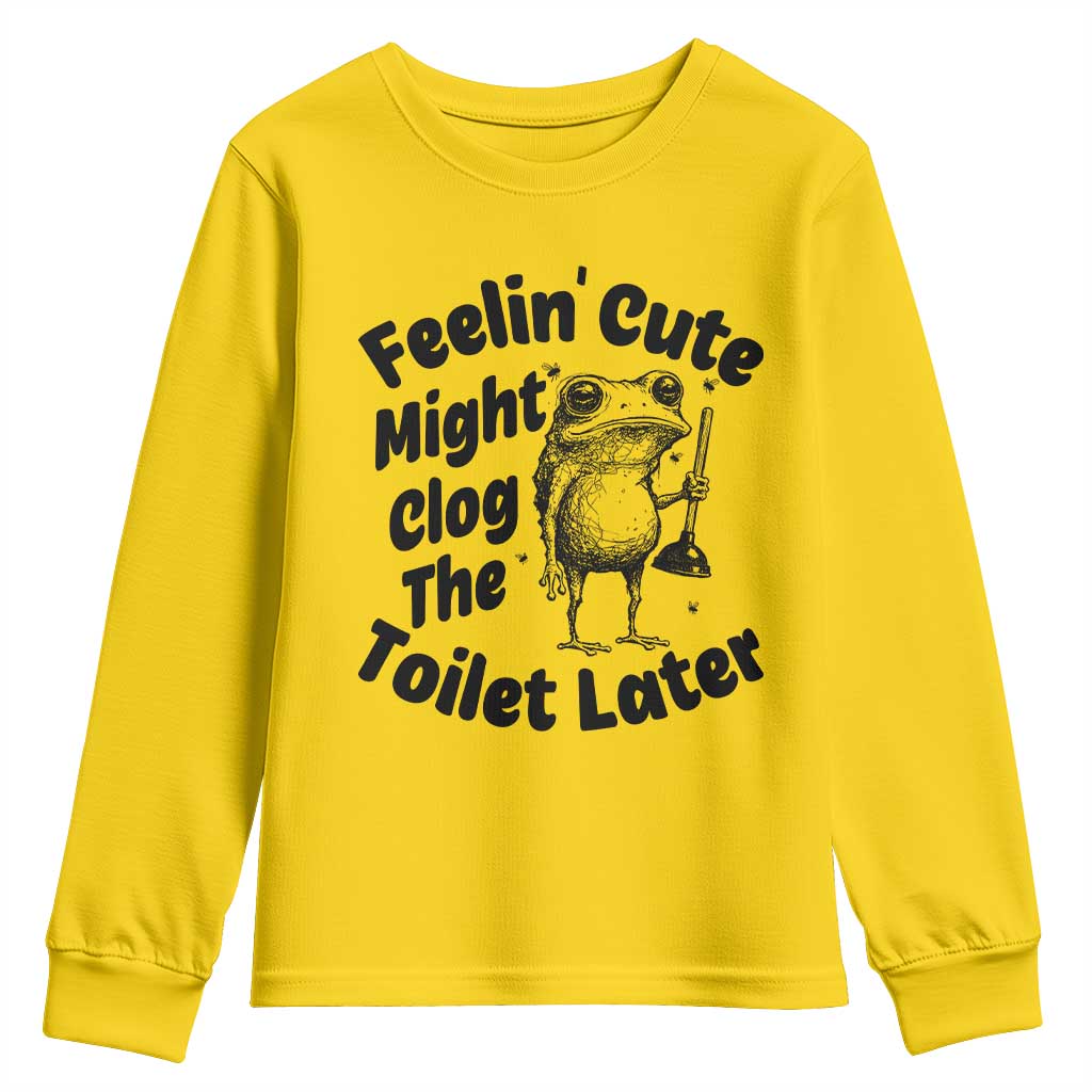 Funny Plumber Frog Gift Youth Sweatshirt Feeling Cute Might Clog The Toilet Later