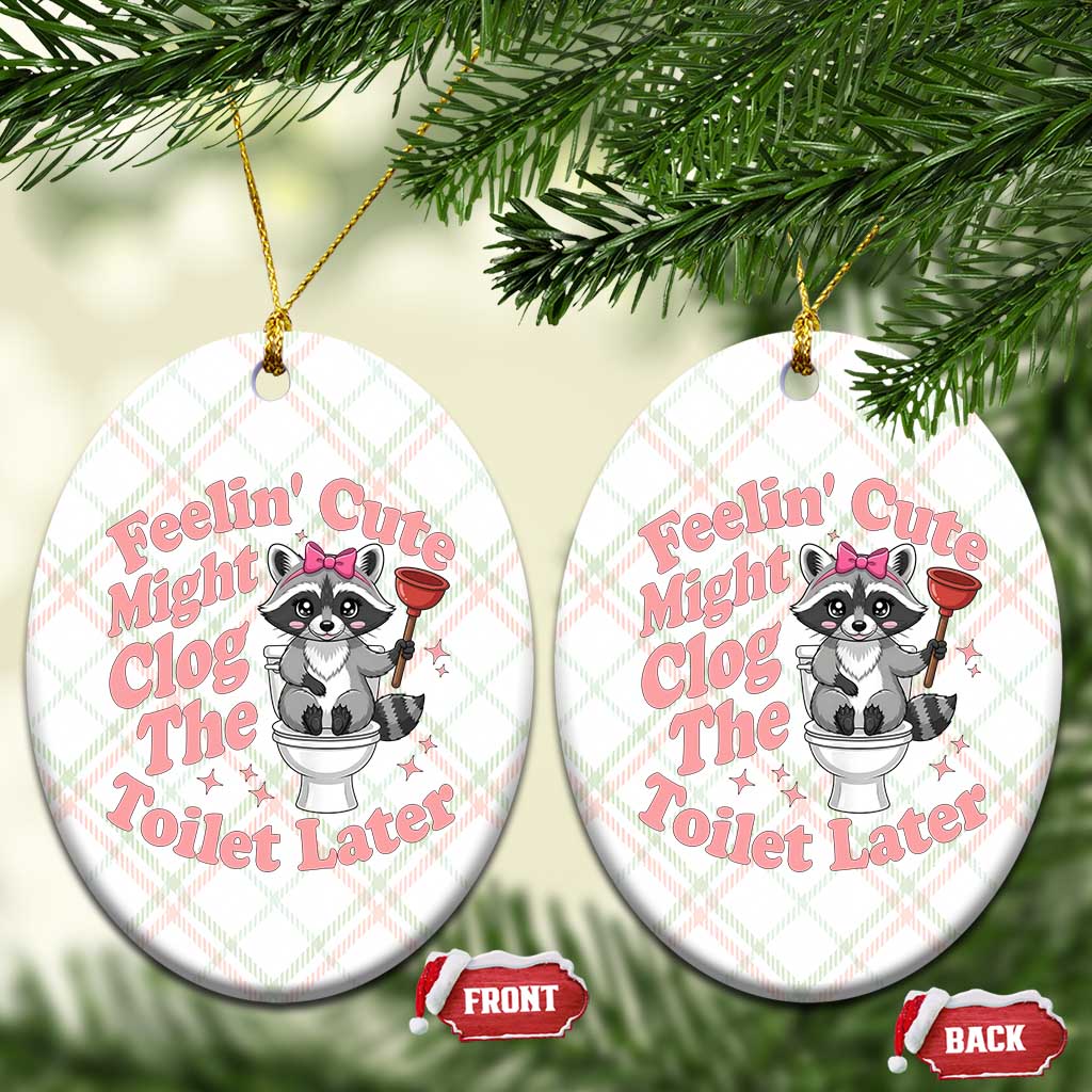 Feeling Cute Might Clog Toilet Later Ceramic Ornament Funny Raccoon