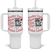 Feeling Cute Might Clog Toilet Later Tumbler With Handle Funny Raccoon