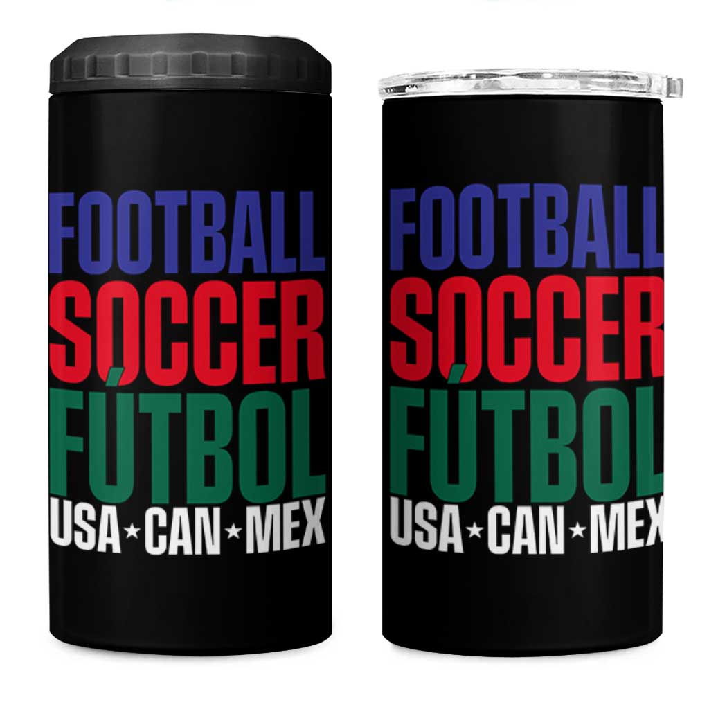 Canada Mexico USA 4 in 1 Can Cooler Tumbler Football Fan Gift