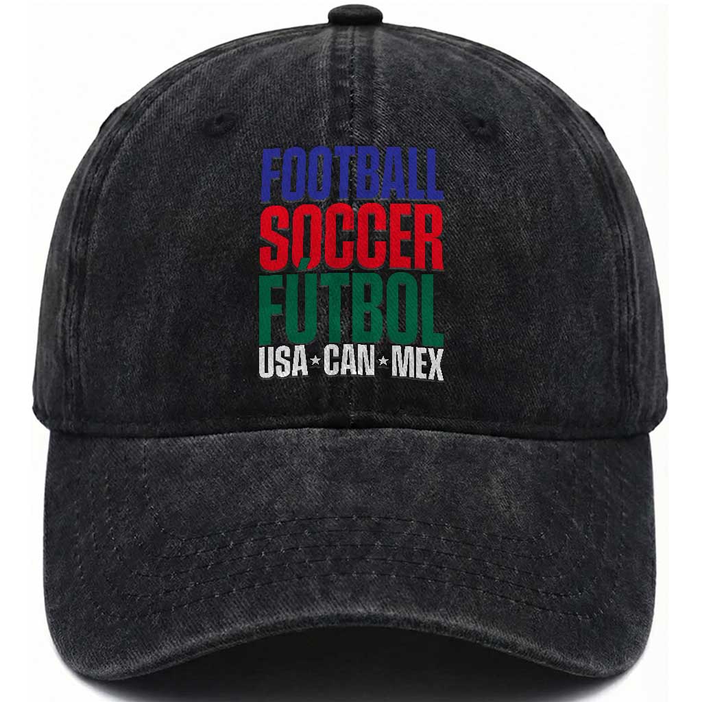 Canada Mexico USA Washed Cotton Baseball Cap Football Fan Gift