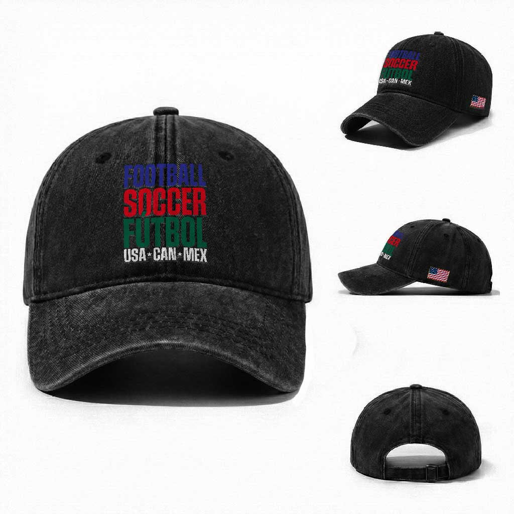 Canada Mexico USA Washed Cotton Baseball Cap Football Fan Gift