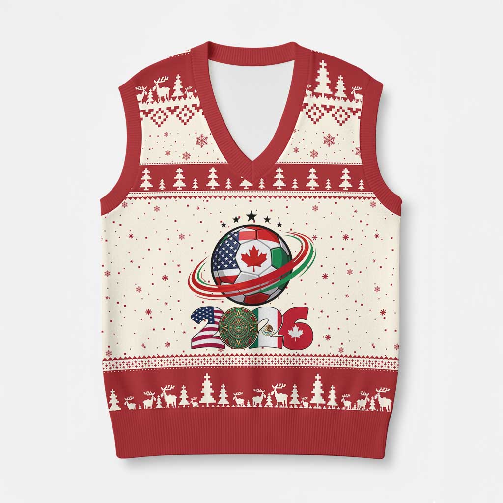 USA Mexico Canada V-Neck Knit Sweater Vest 2026 Football Fan Gift