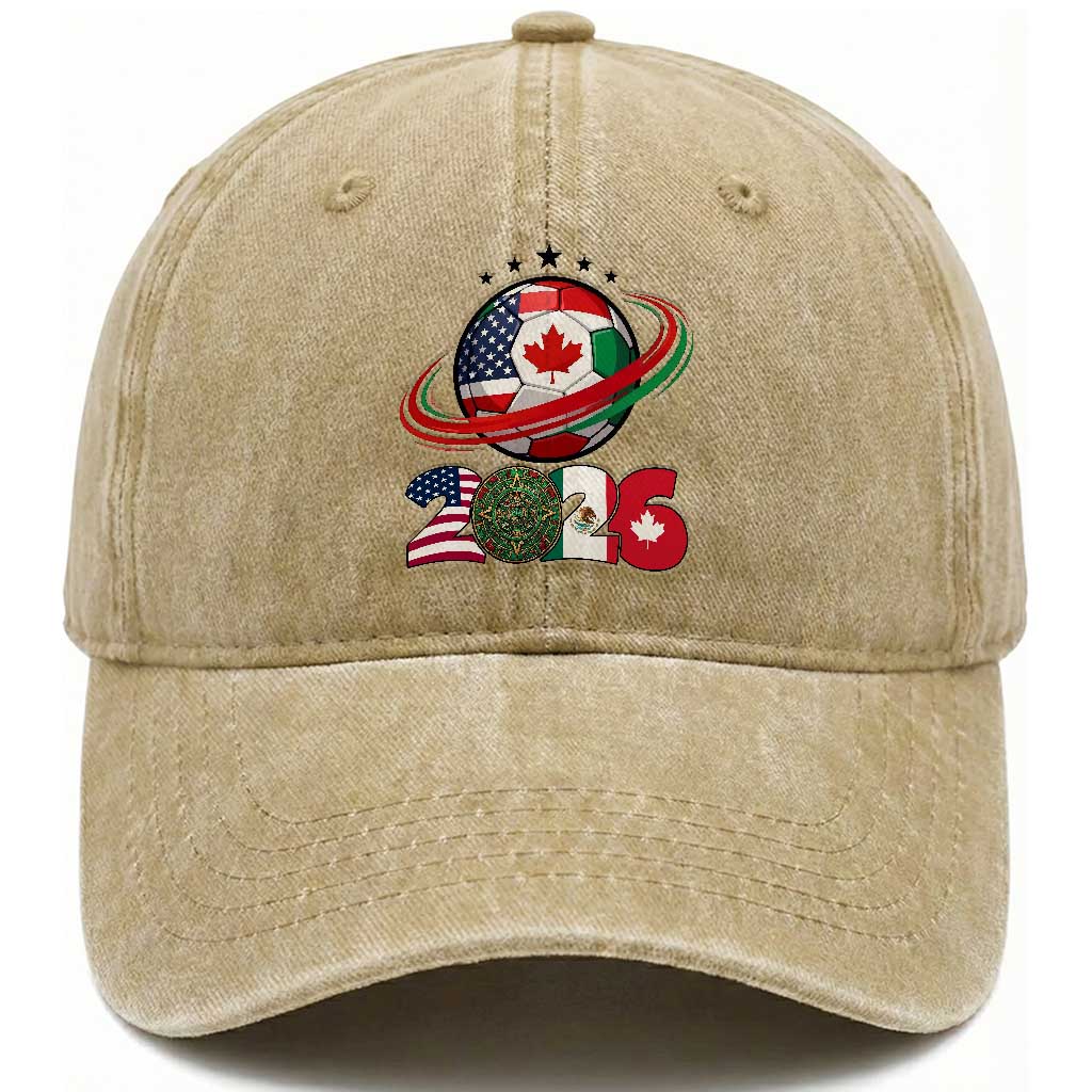 USA Mexico Canada Washed Cotton Baseball Cap 2026 Football Fan Gift