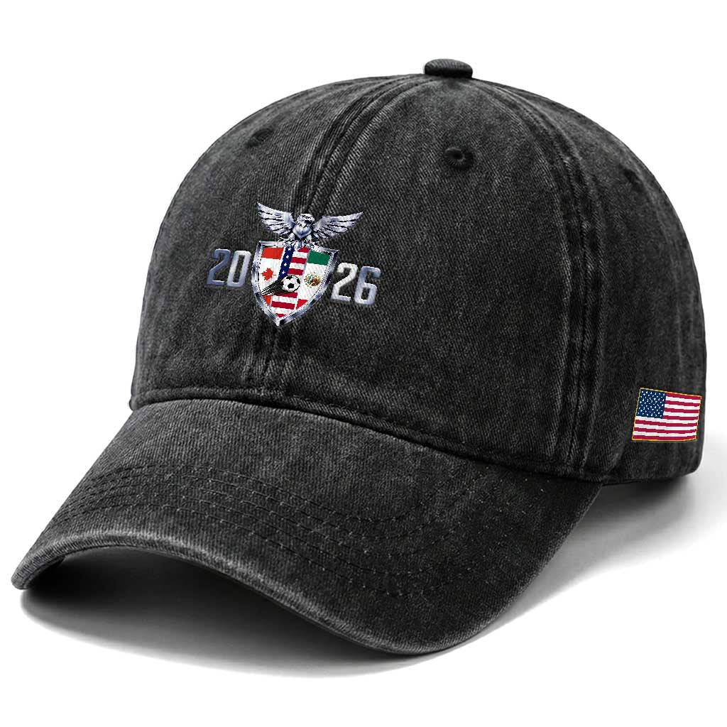Canada Mexico USA Washed Cotton Baseball Cap International Soccer Lover Gift