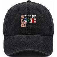 We Will Be Coming 26 Washed Cotton Baseball Cap USA Mexico Canada Football Supporters Gift
