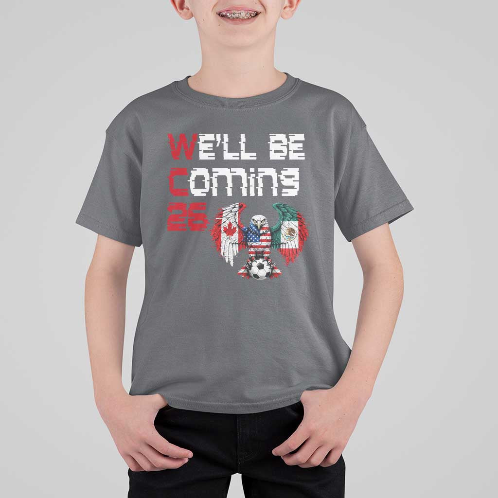 Glitched North America Eagle Soccer T Shirt For Kid We Will Be Coming 26
