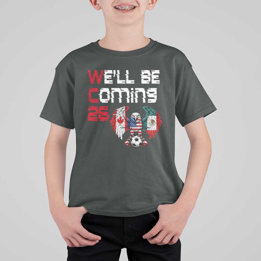 Glitched North America Eagle Soccer T Shirt For Kid We Will Be Coming 26
