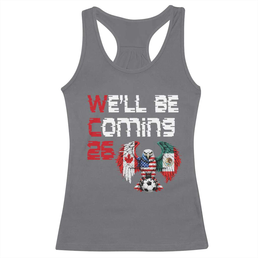 Glitched North America Eagle Soccer Racerback Tank Top We Will Be Coming 26