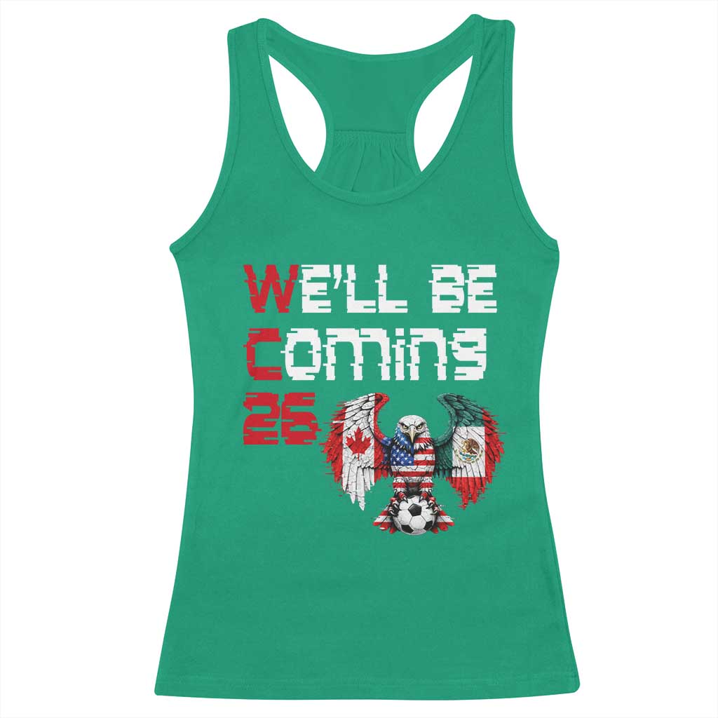 Glitched North America Eagle Soccer Racerback Tank Top We Will Be Coming 26