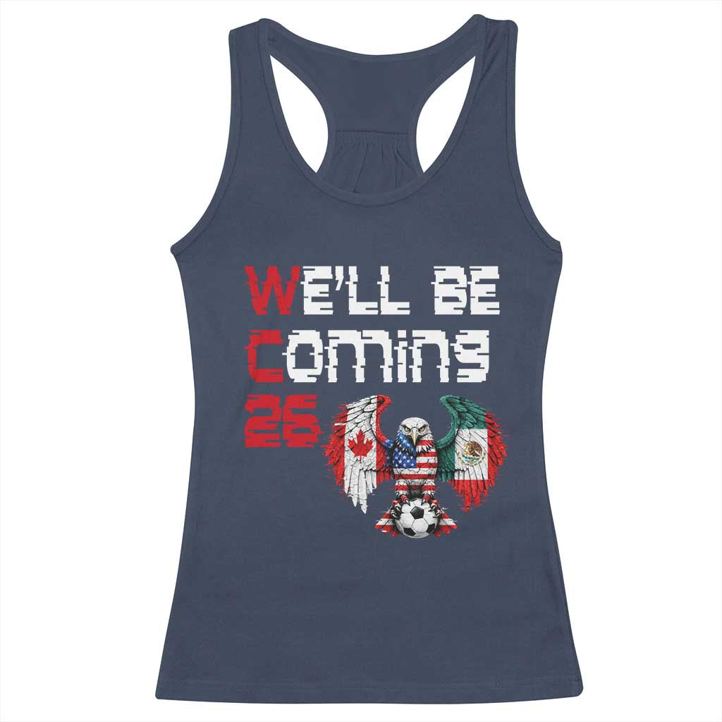 Glitched North America Eagle Soccer Racerback Tank Top We Will Be Coming 26