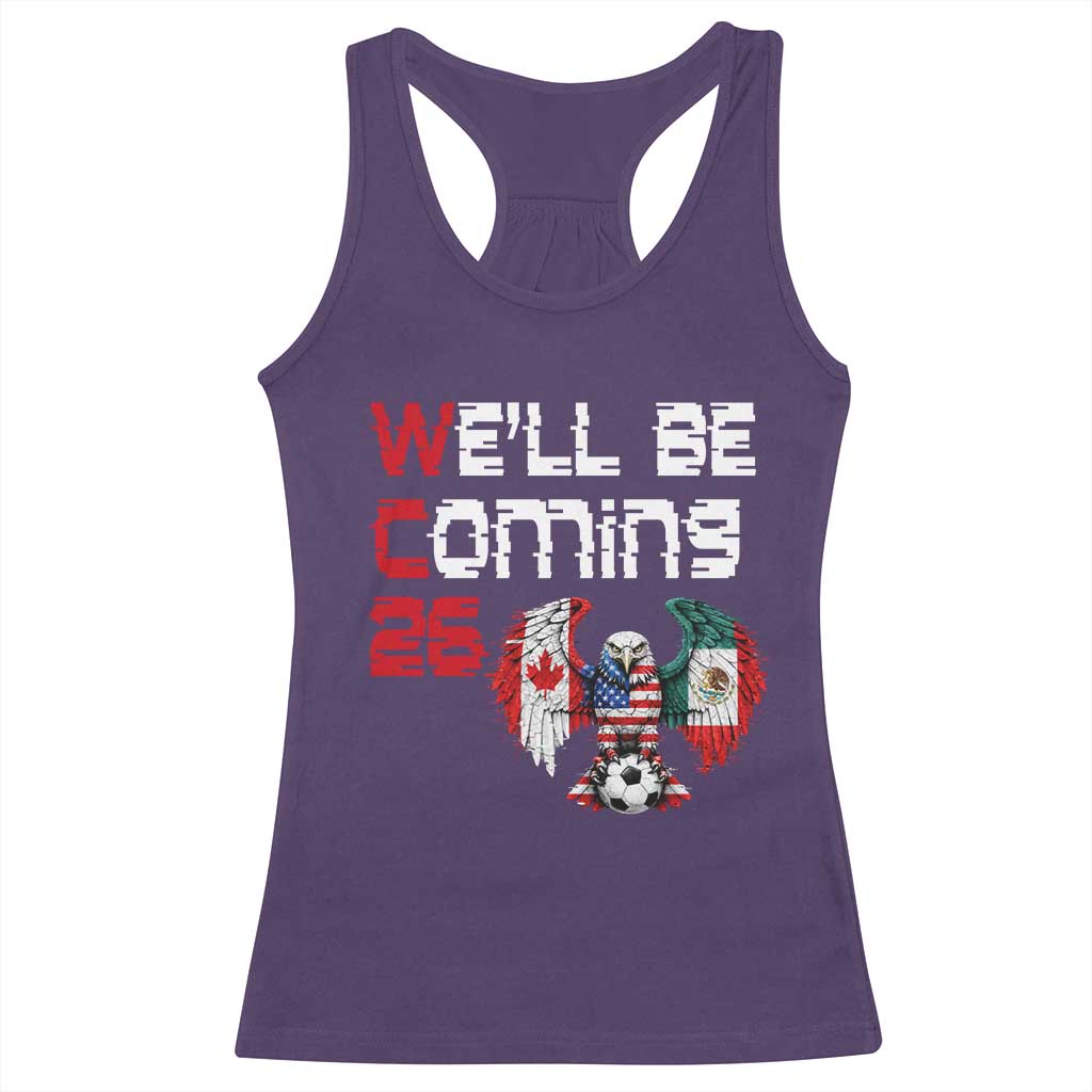 Glitched North America Eagle Soccer Racerback Tank Top We Will Be Coming 26