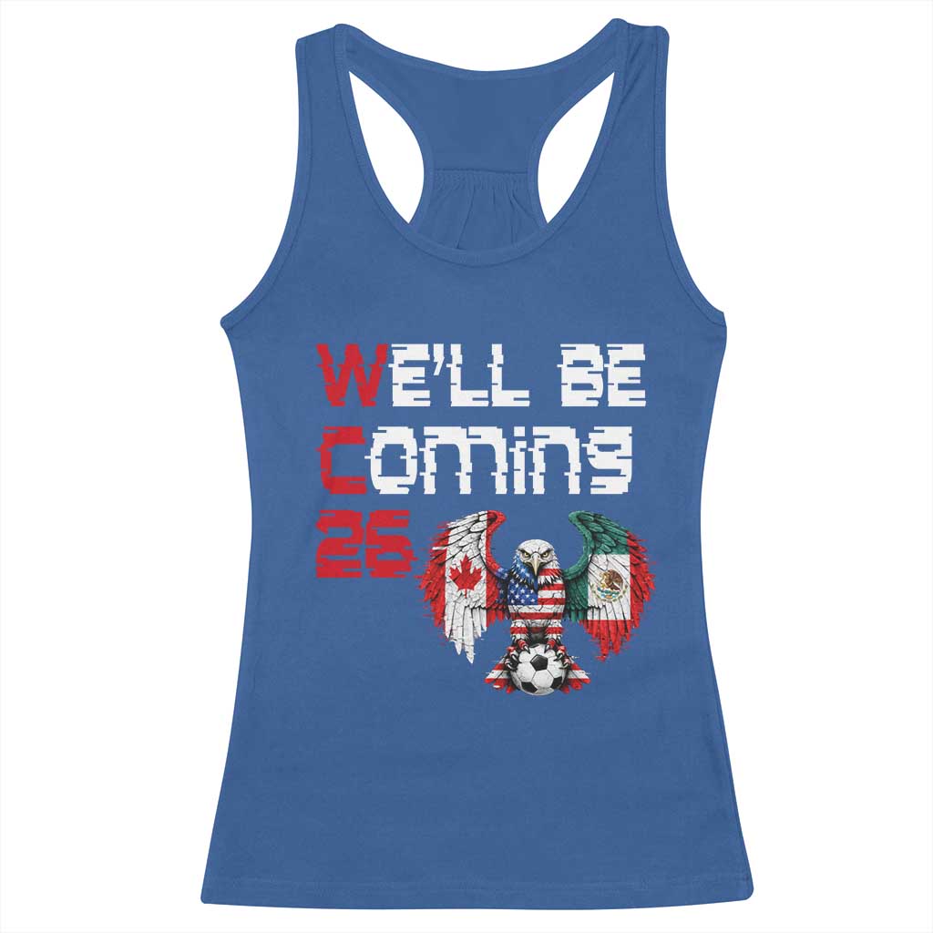Glitched North America Eagle Soccer Racerback Tank Top We Will Be Coming 26